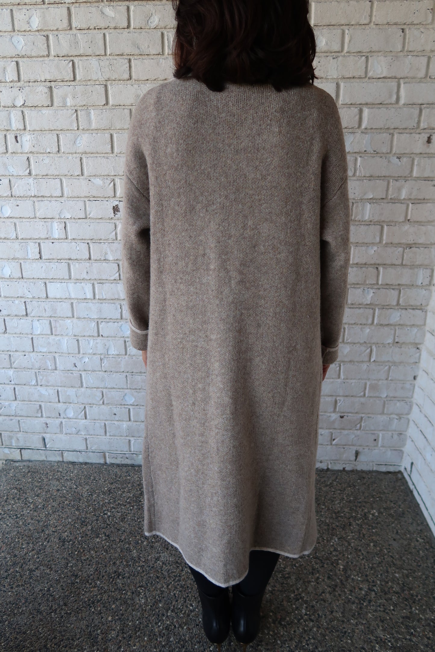 Mocha Contrast Knit Cardigan