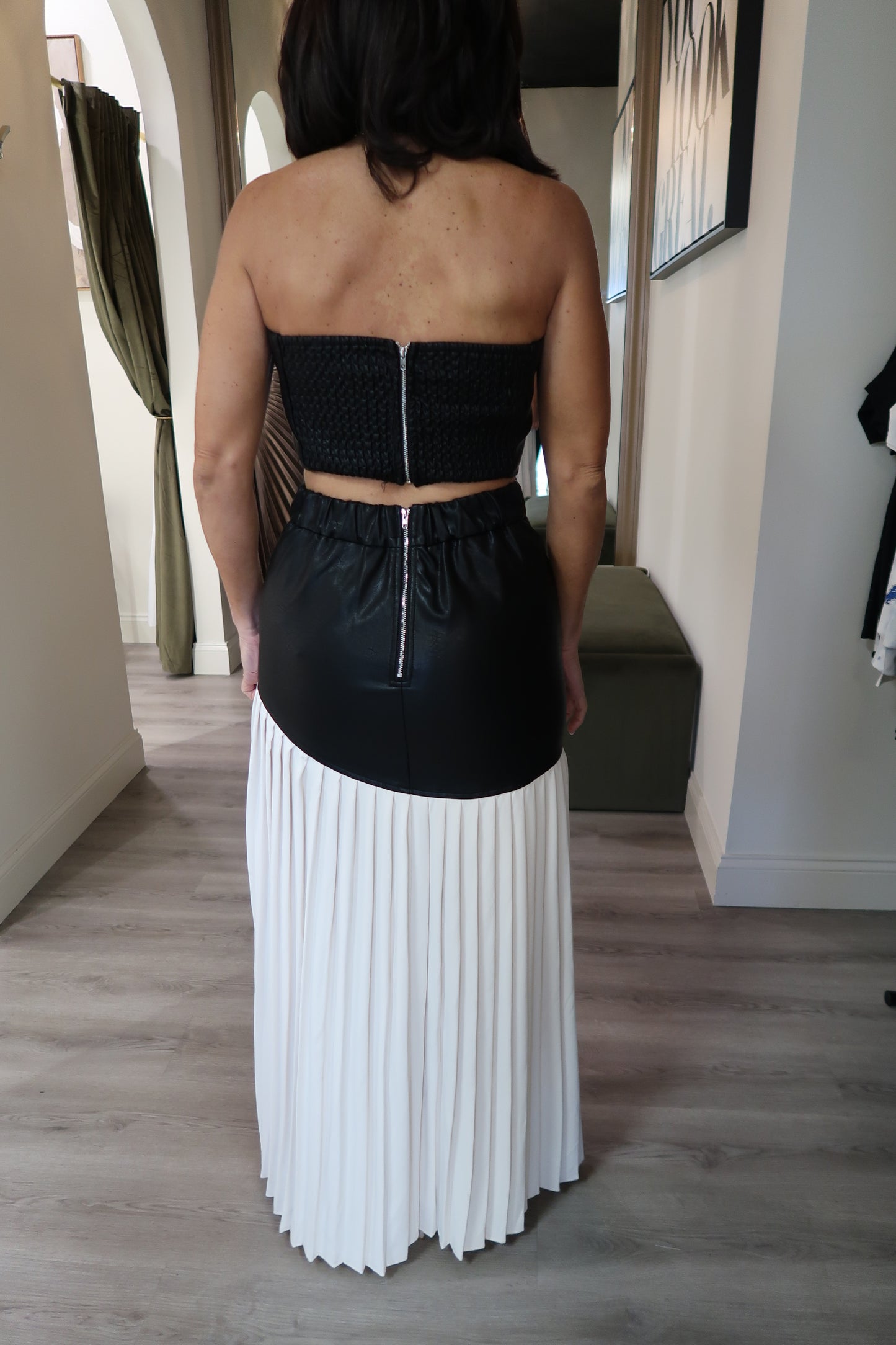 Faux Leather Tube Top - Black