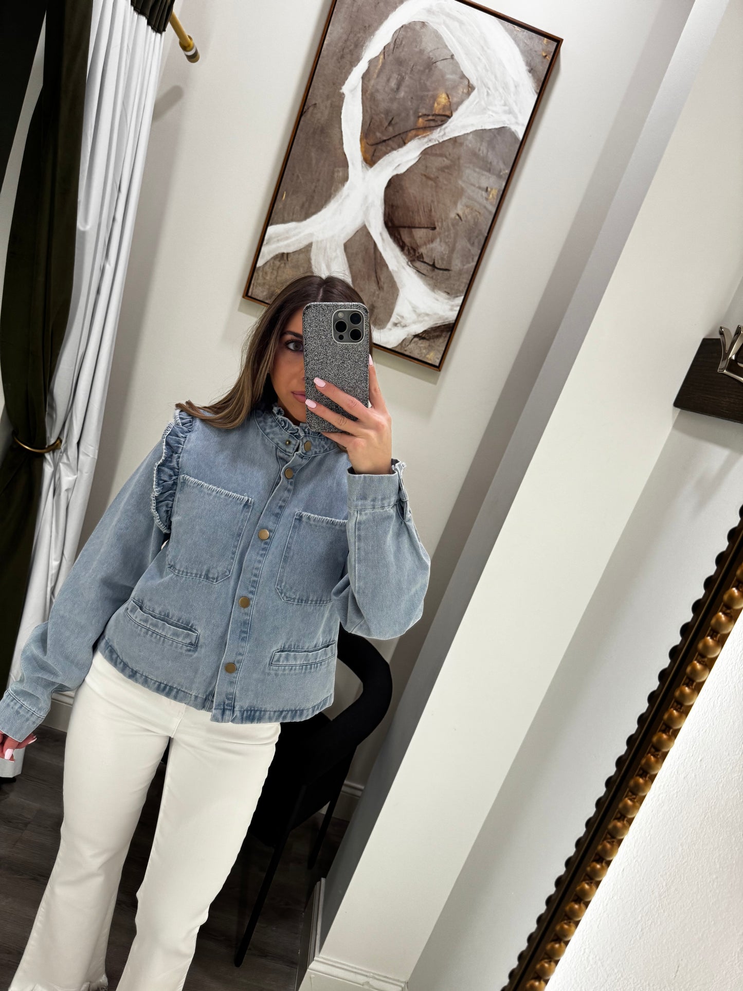 Frill Collar Denim Jacket