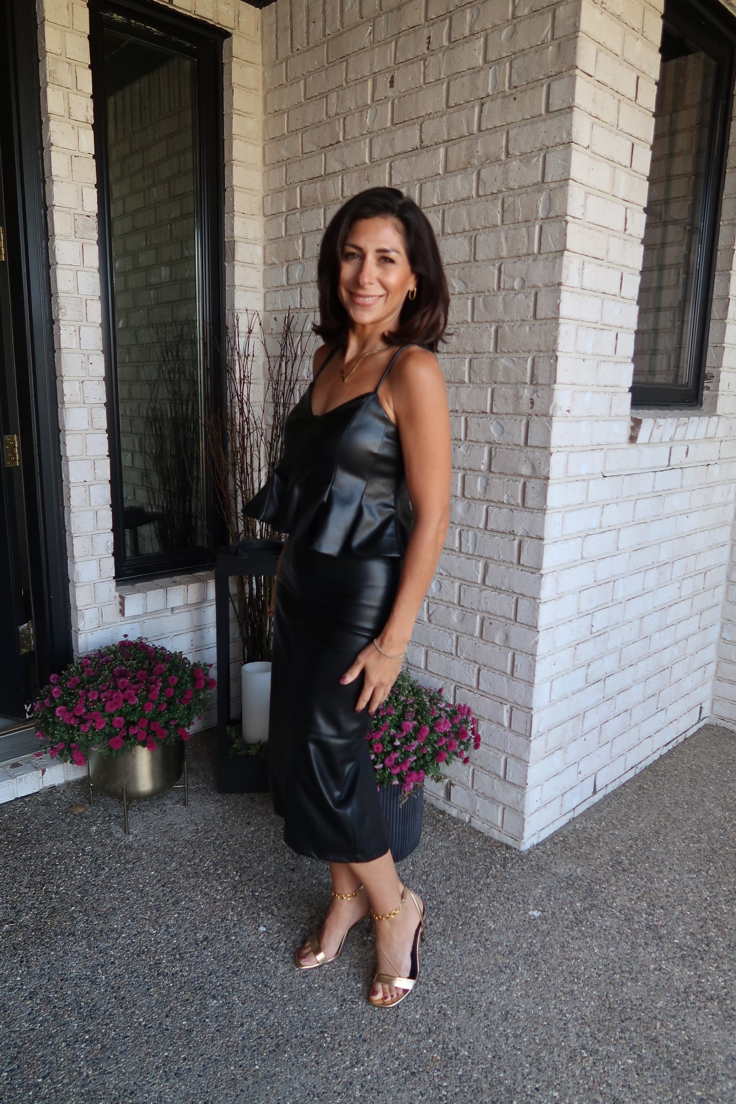 Leather Corset Peplum Top
