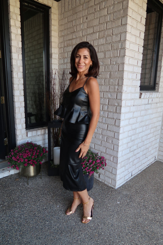 Leather Corset Peplum Top