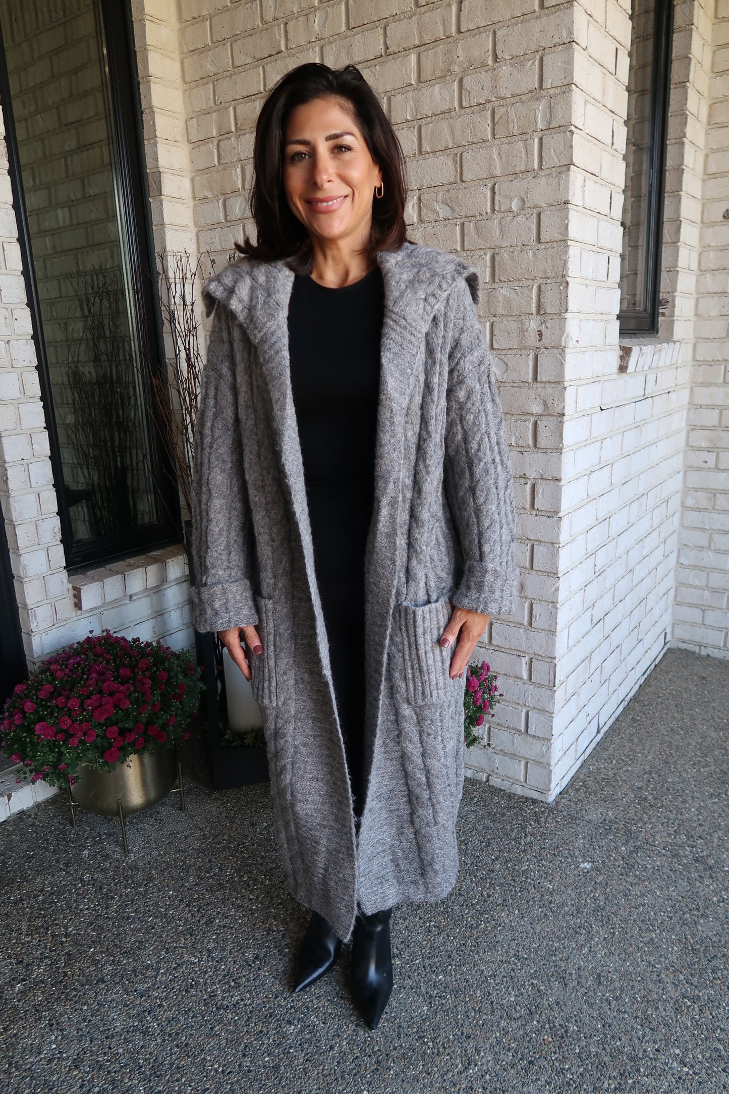 Charcoal Chunky Knit Cardigan
