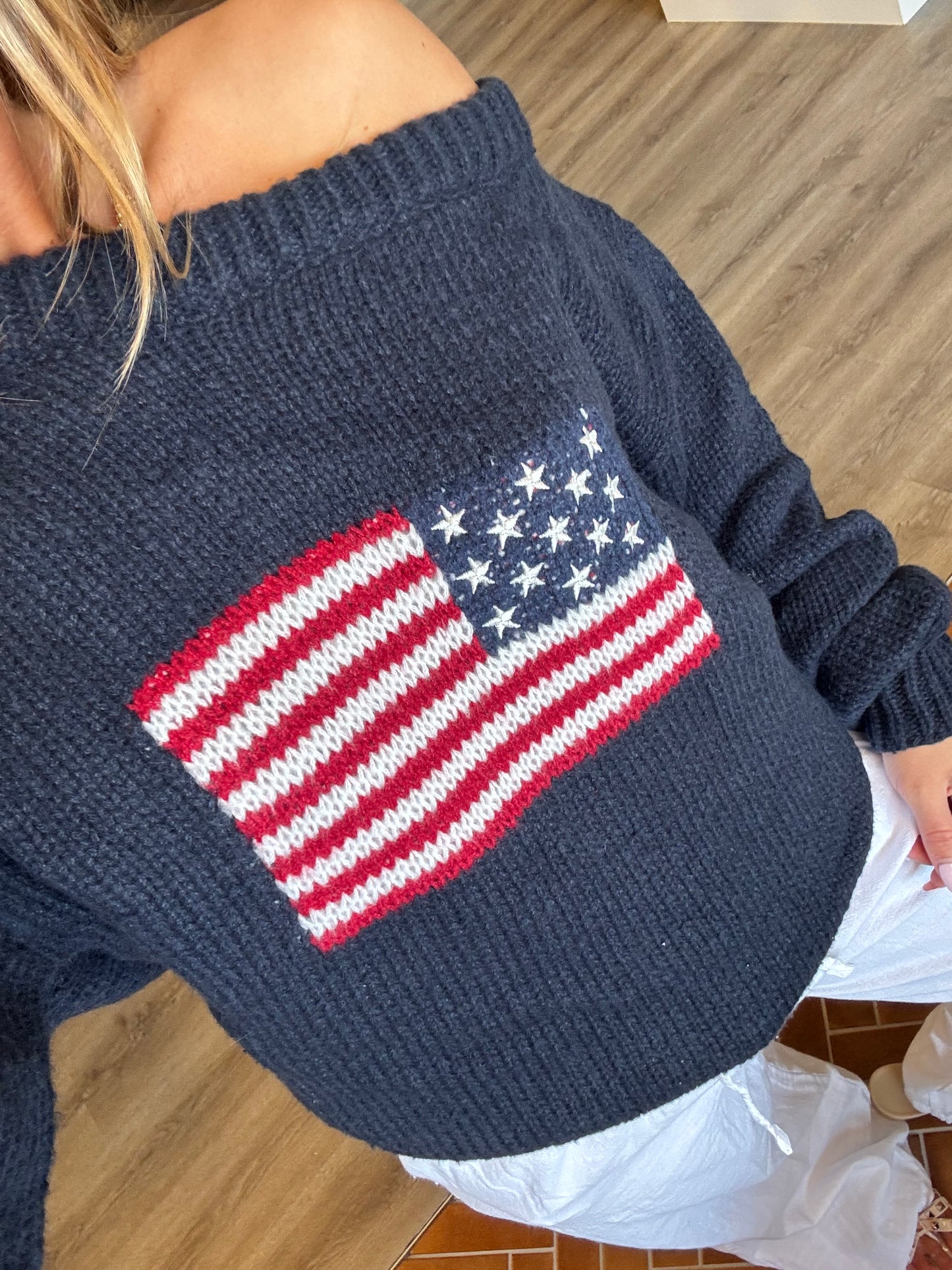 Navy American Flag Sweater