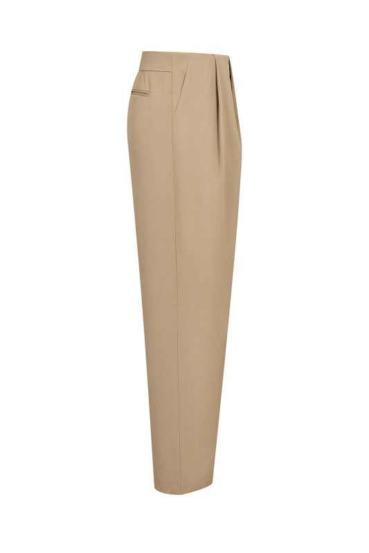 Axel Woven Tan Pleated Pants