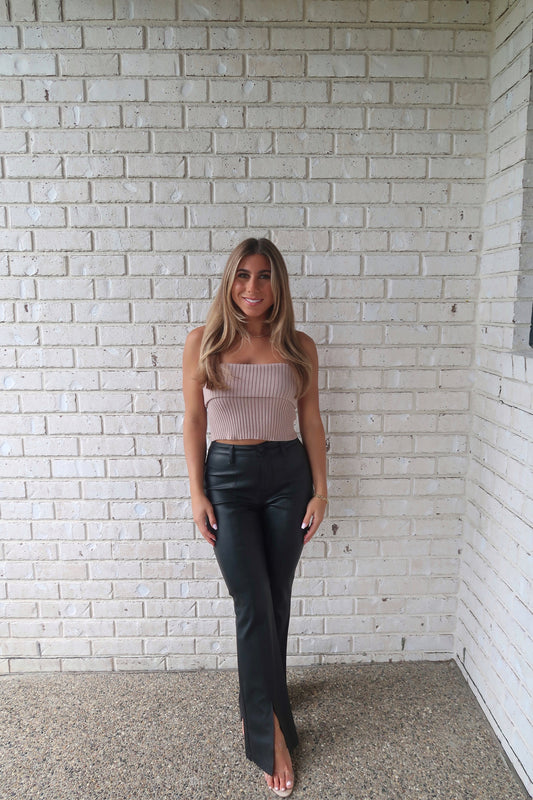 Rib Knit Tube Top - Mocha