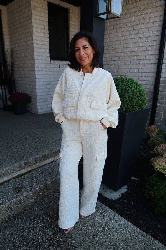 Cream Textured Bomber