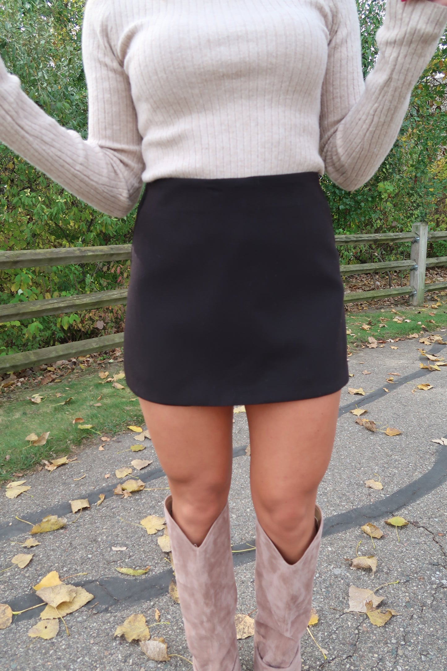 Black High Waisted Skort