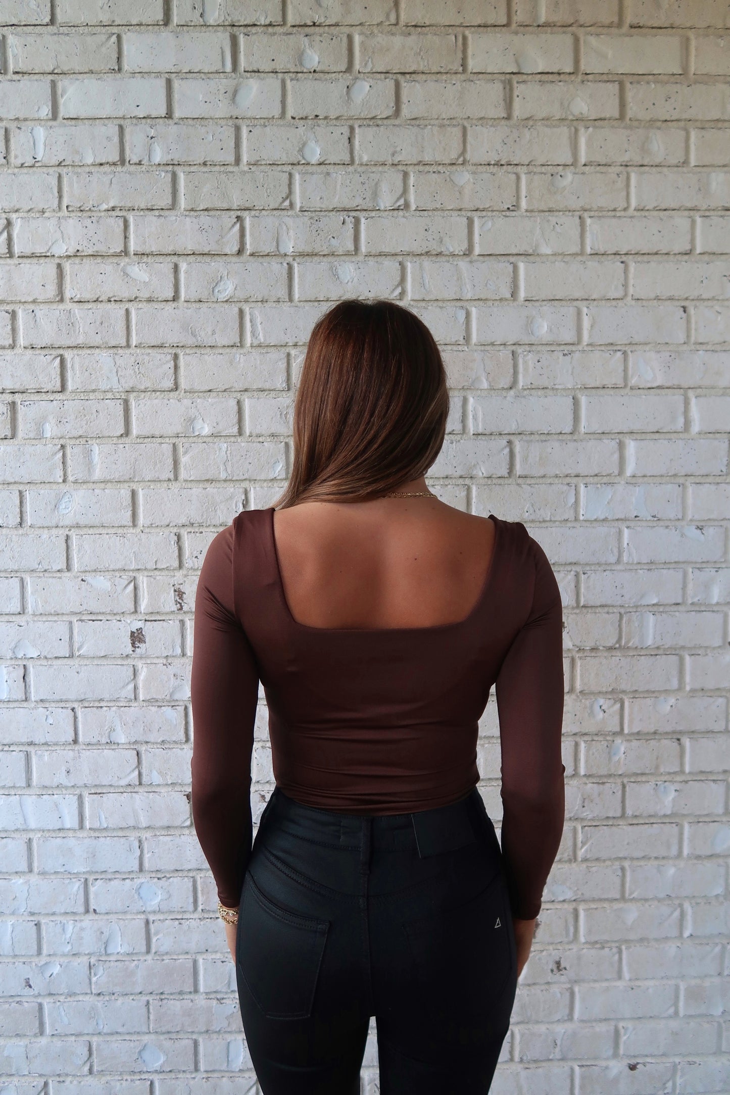 Square Neck Bodysuit - Coffee Bean