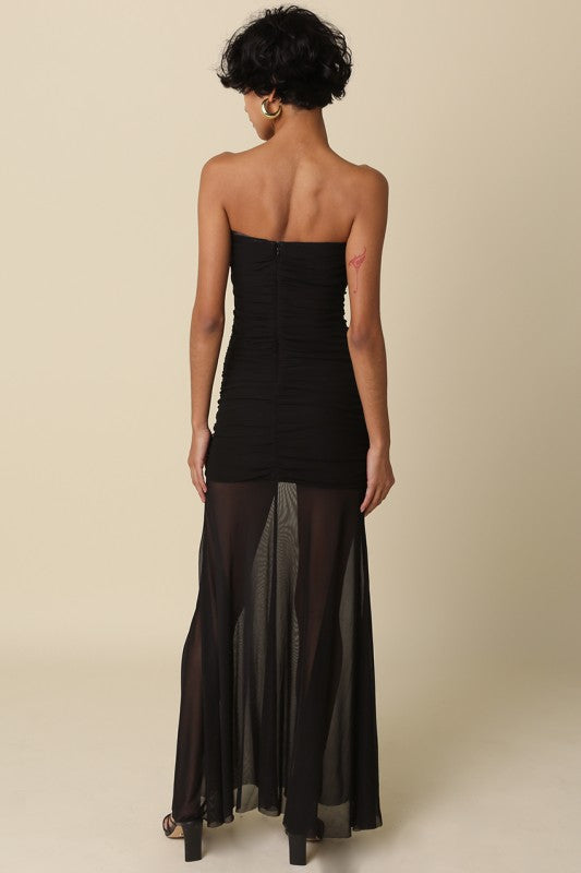 Caterina Strapless Sheer Maxi Dress