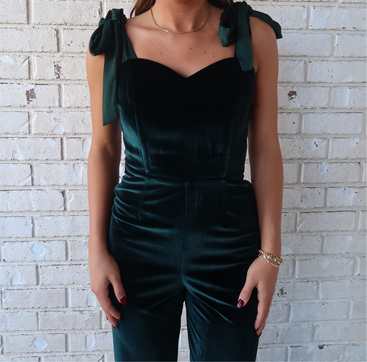 Emerald Green Velvet Jumpsuit