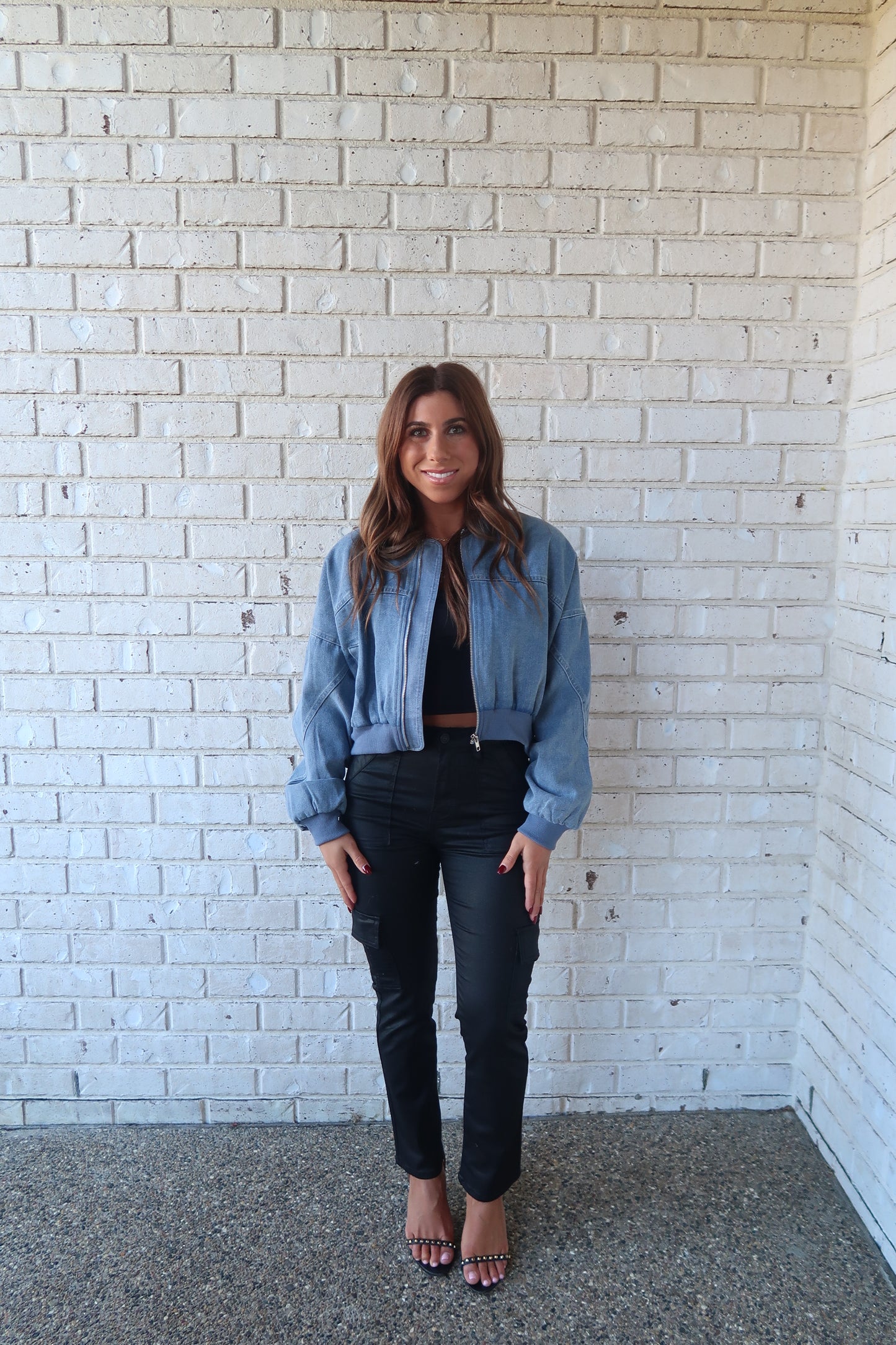 Light Blue Denim Cropped Jacket