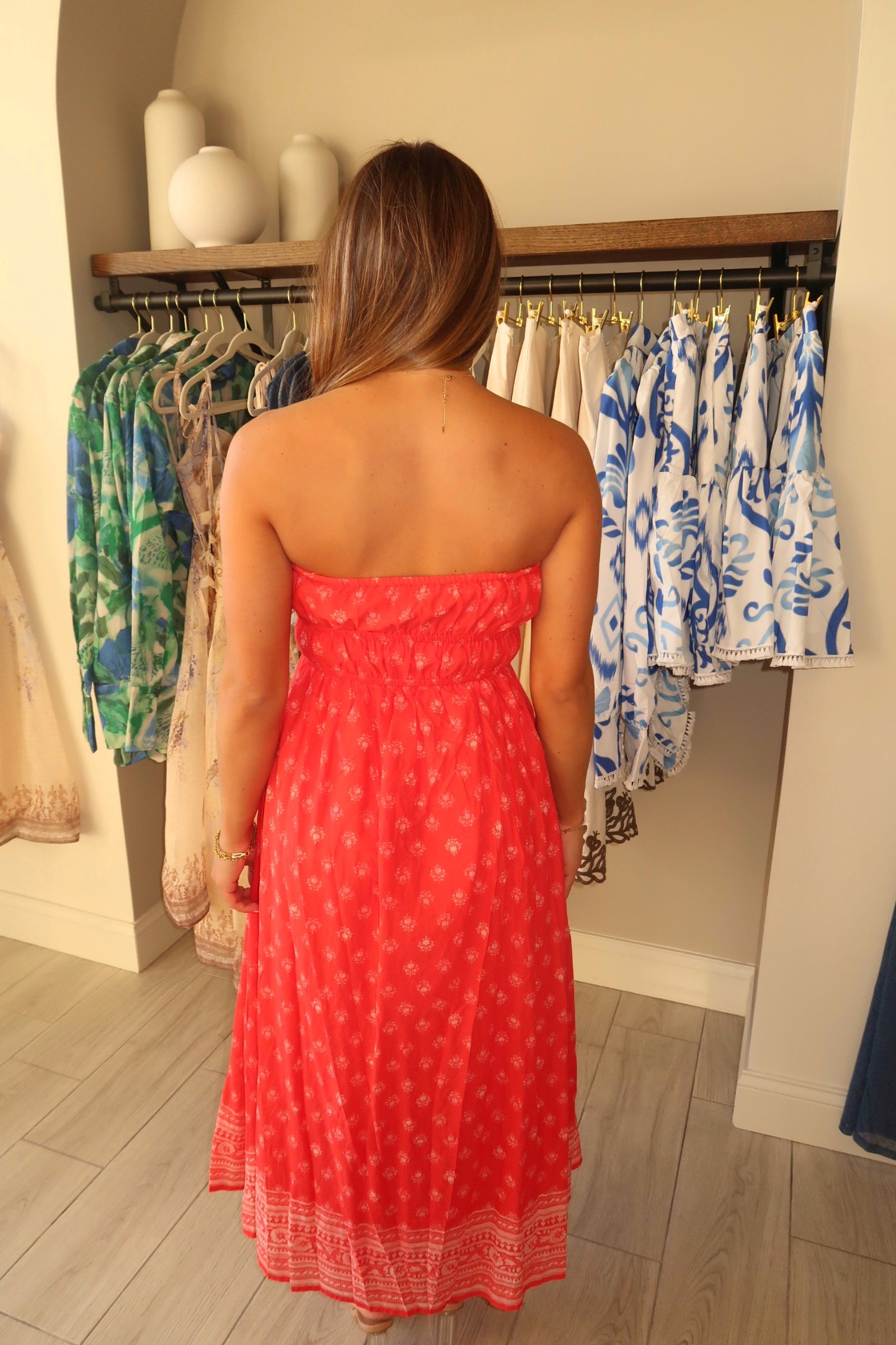 Coral Flowy Maxi Dress