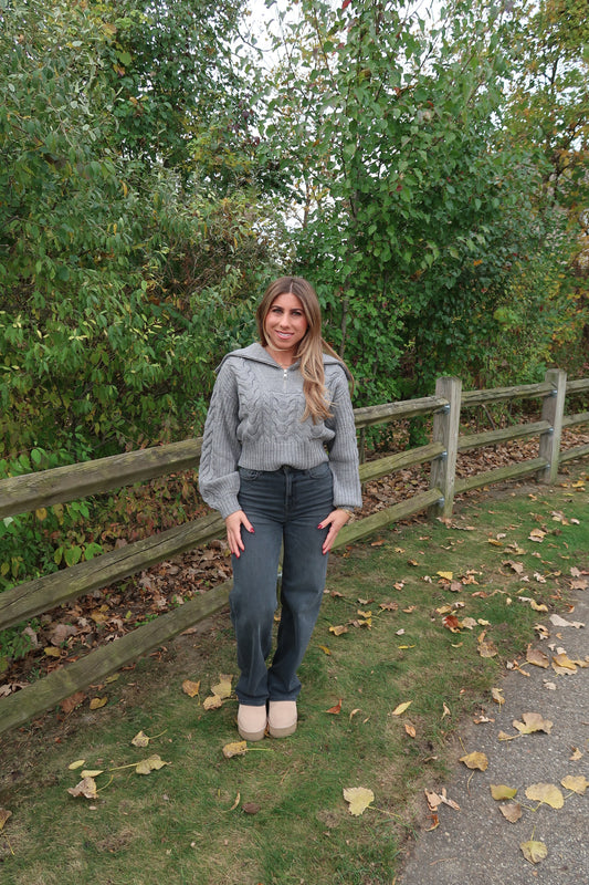 Cozy Gray Knit Sweater