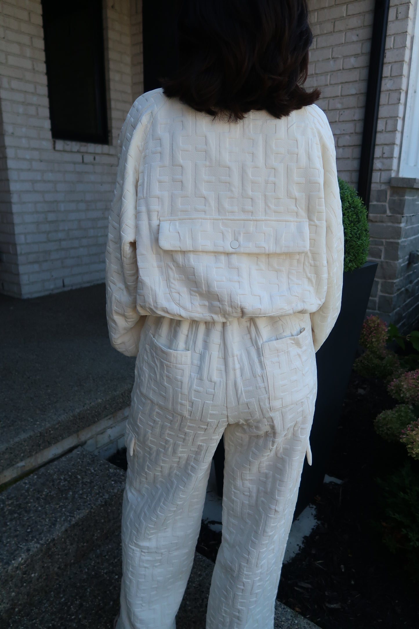 Cream Textured Bomber