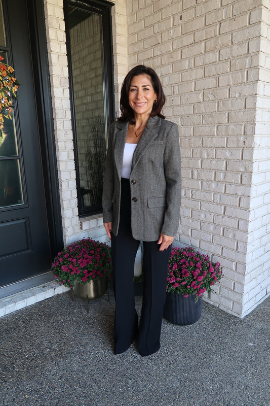 Classic Herringbone Blazer