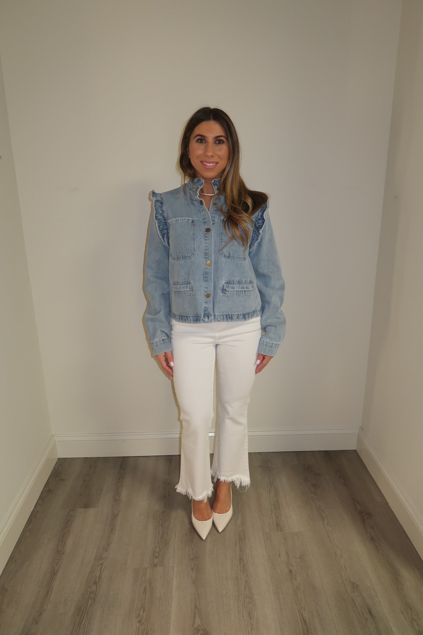 Frill Collar Denim Jacket
