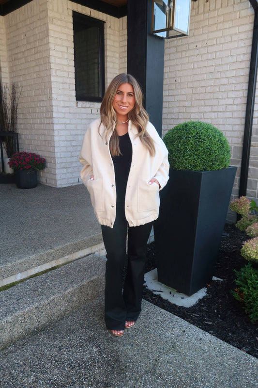 Oversized Woven Jacket - Cream