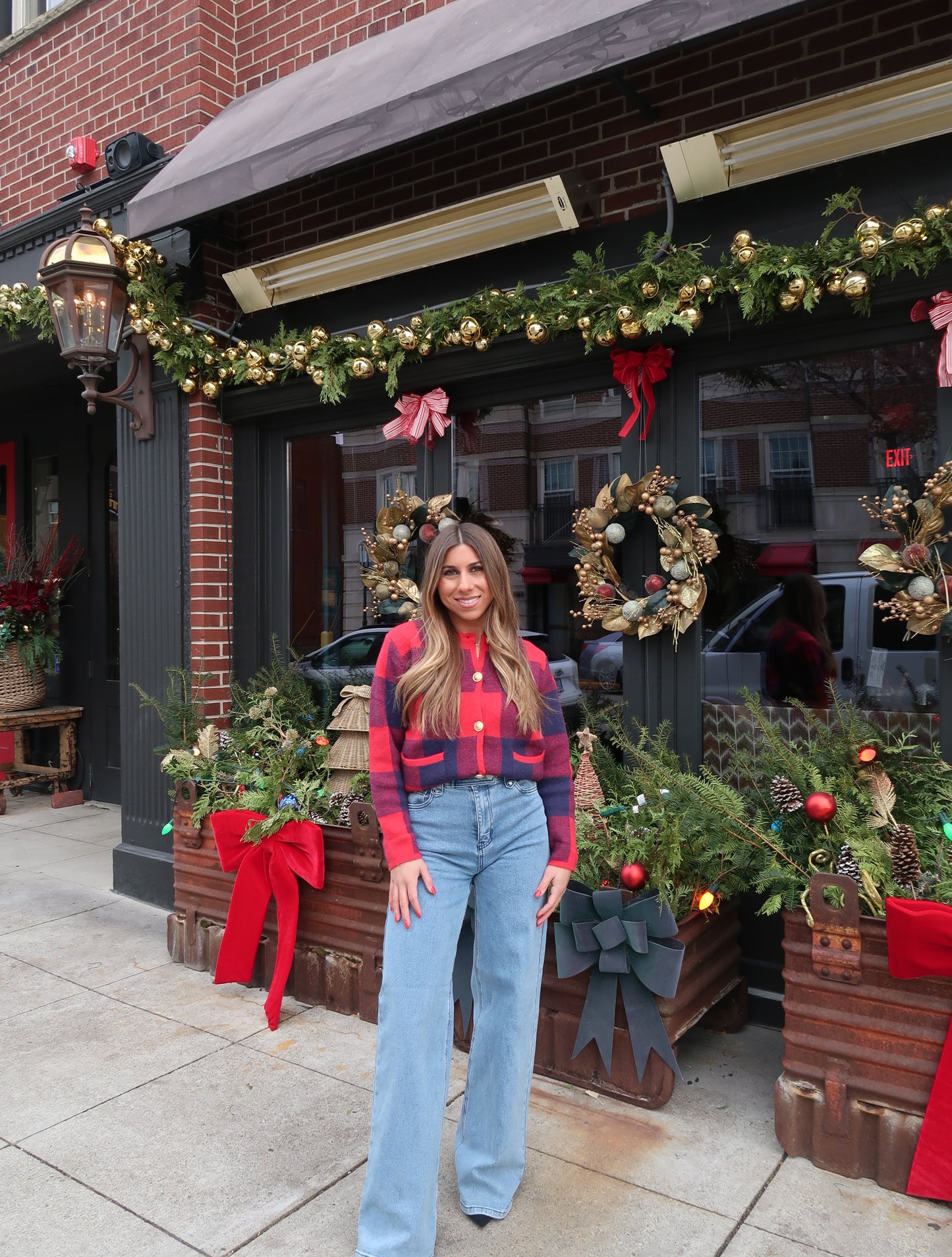 Red Checkered Cardigan
