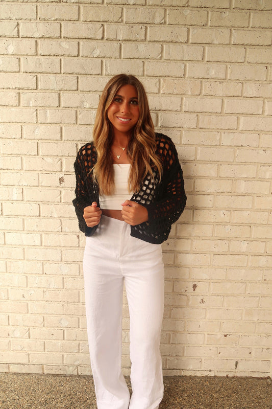 Crochet Knit Crop Cardigan