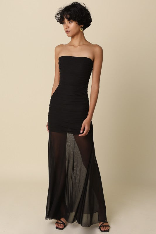 Caterina Strapless Sheer Maxi Dress
