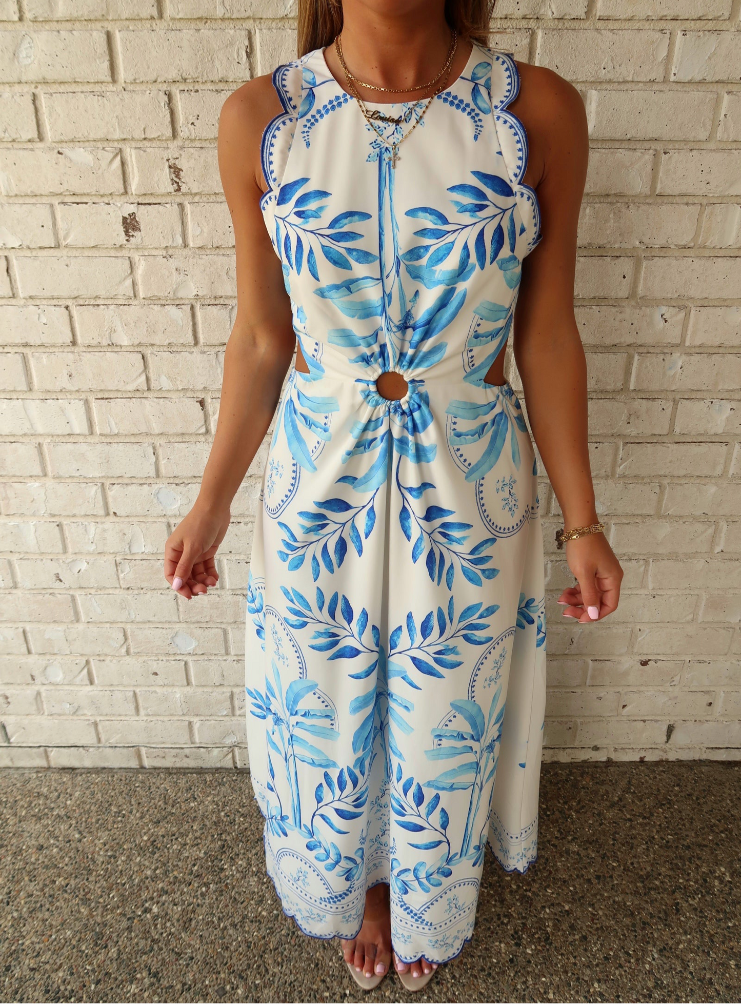 Santorini Scalloped Midi Dress