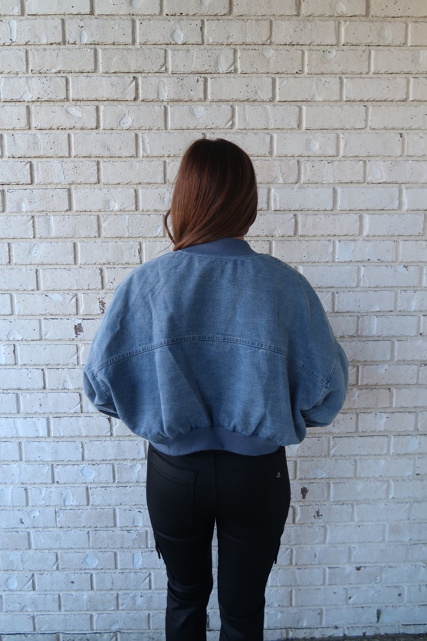 Light Blue Denim Cropped Jacket