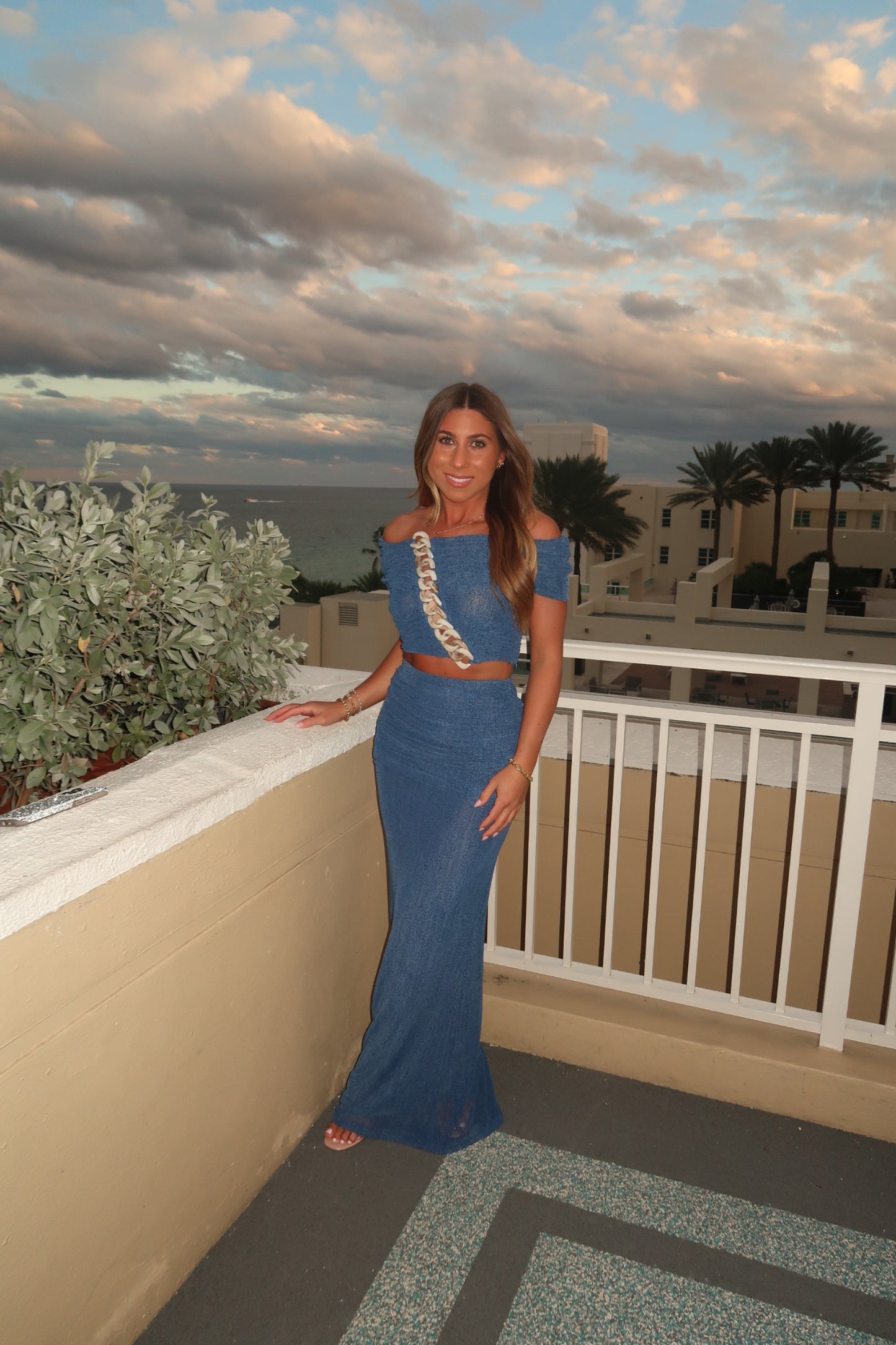 Teal Chain Maxi Skirt