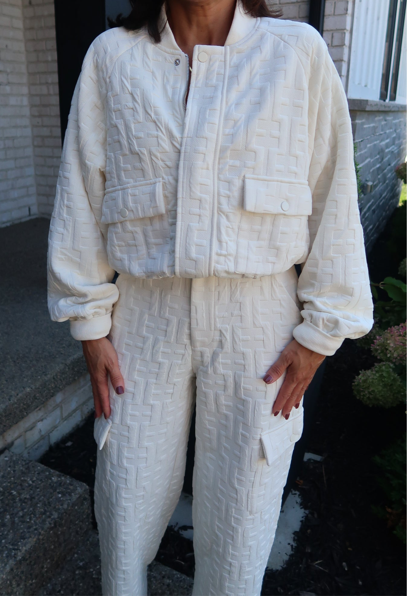 Cream Textured Bomber
