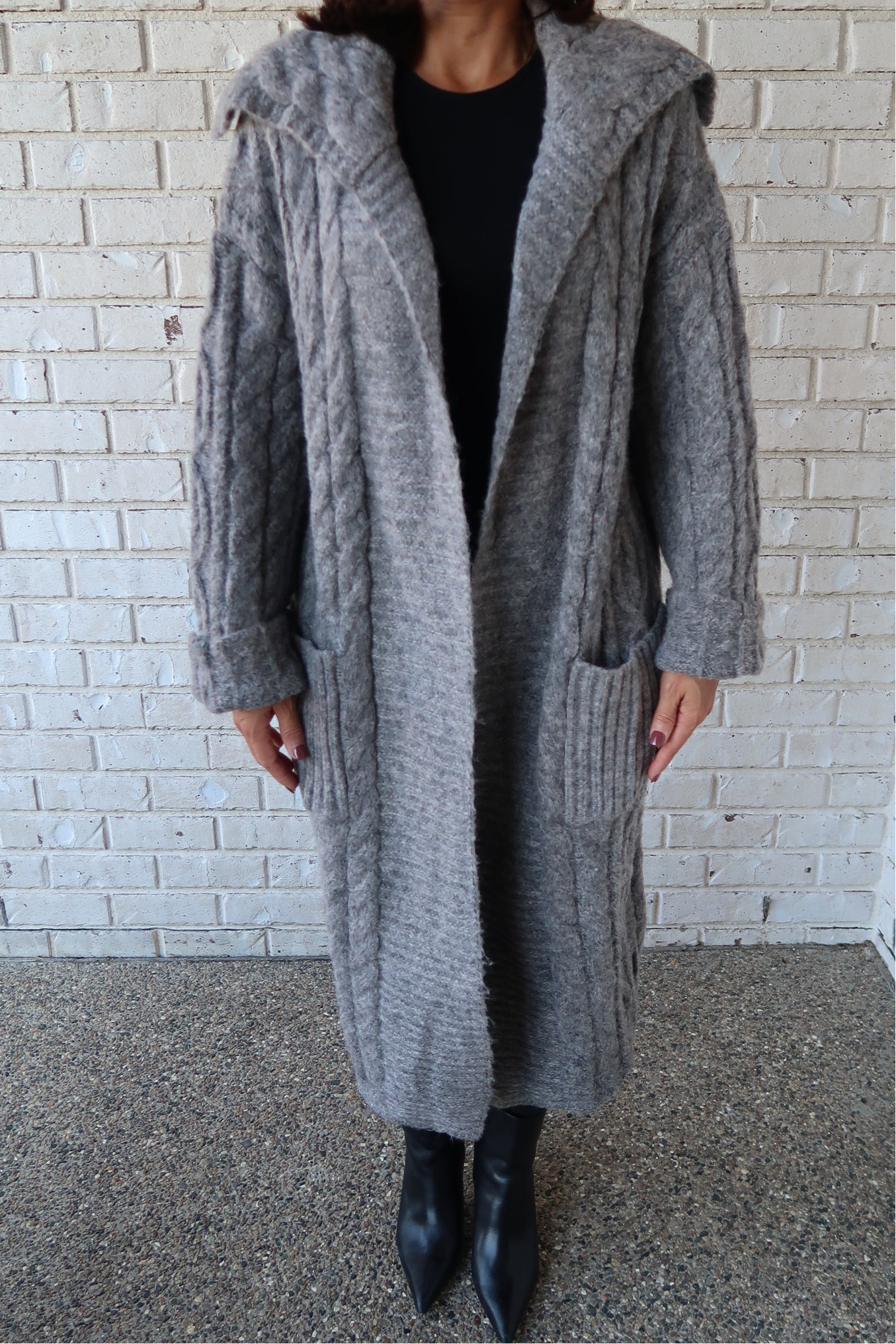 Charcoal Chunky Knit Cardigan