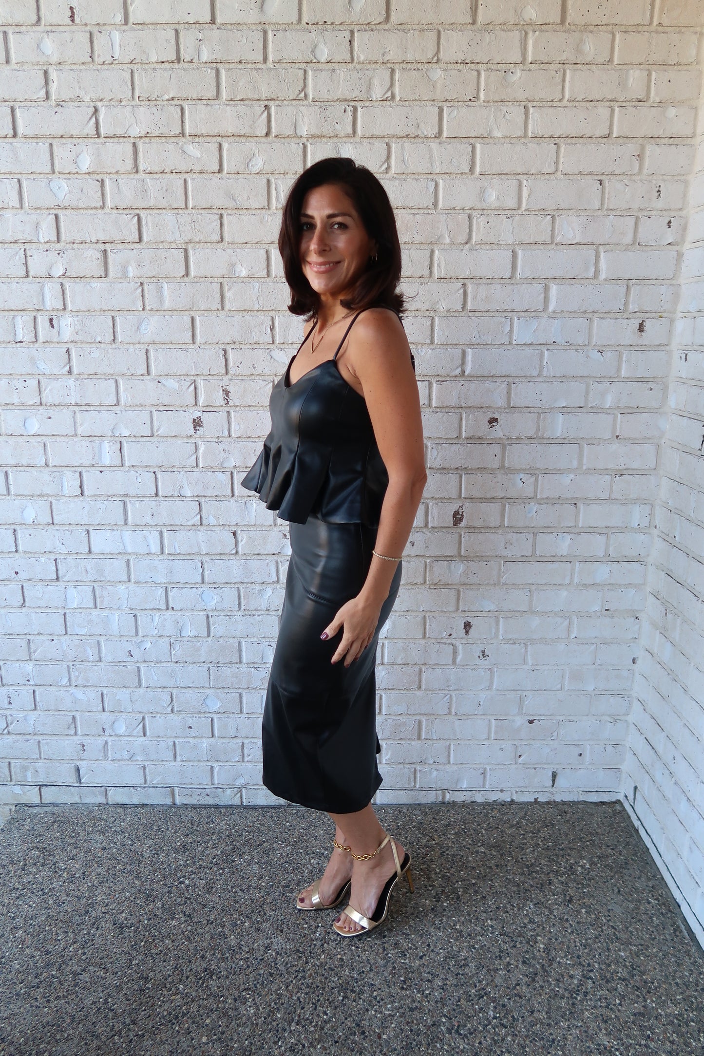 Leather Corset Peplum Top