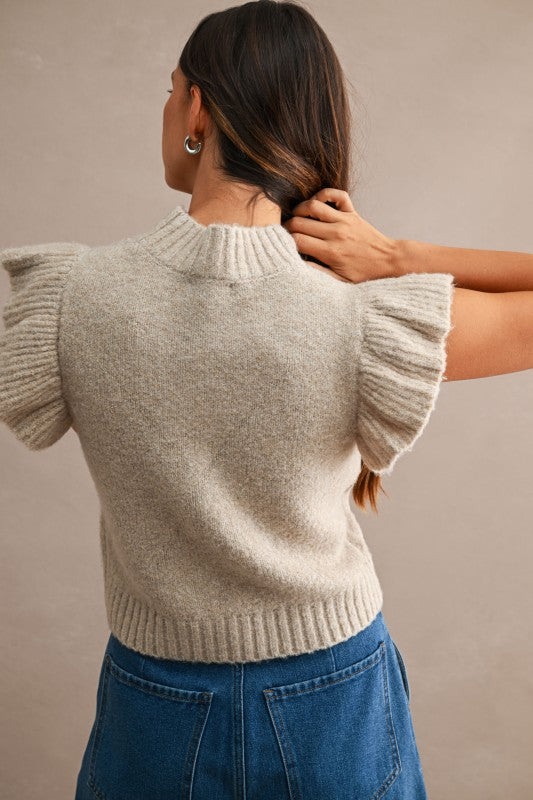 Mocha Ruffle Knit Top