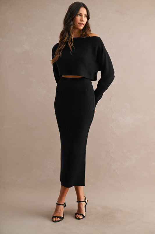 Ribbed Black Crop Sweater