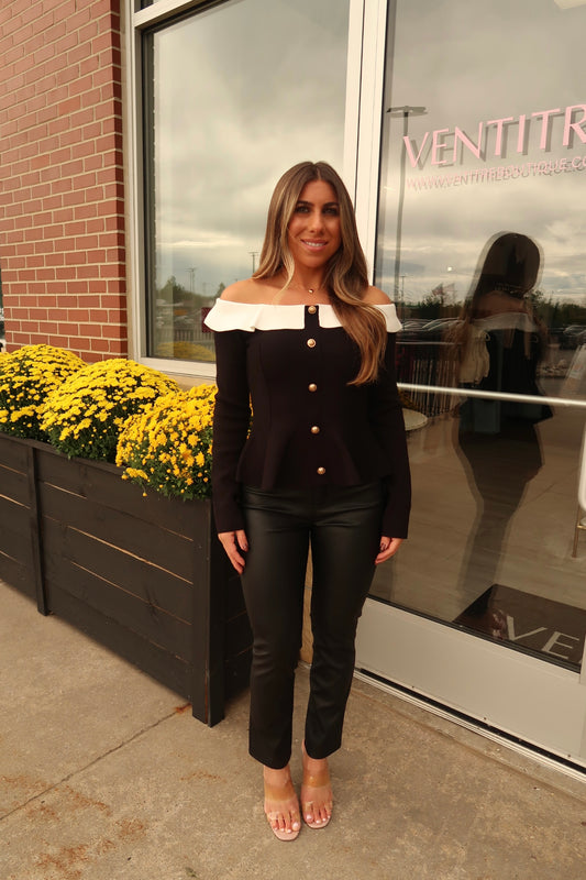 Carmela Contrast Peplum Top