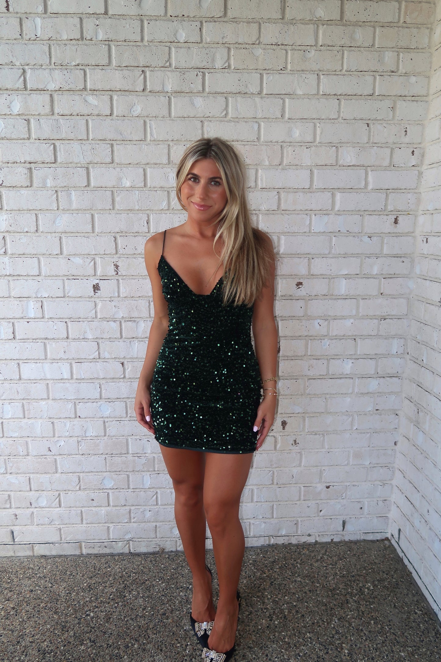 Emerald Sequin Mini Dress