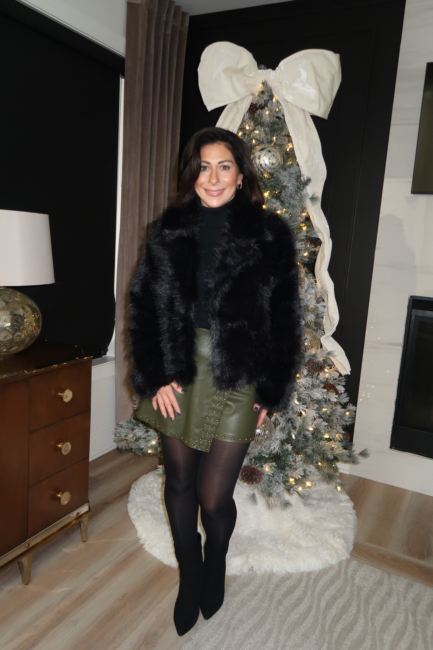 Olive Studded Wrap Skort