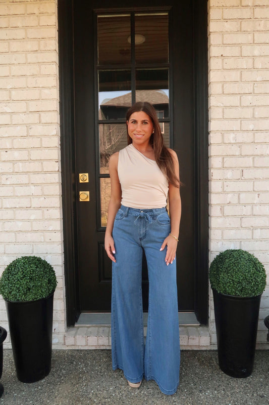 Medium Wash Belt Pants