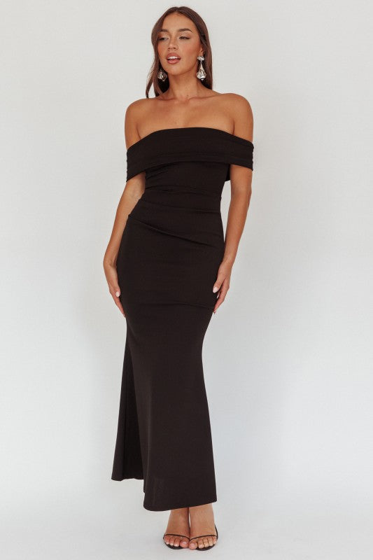 Off Shoulder Back Bow Maxi Dress